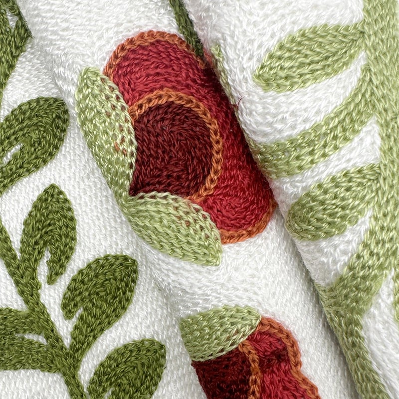 Alysheer Floral Embroidered Summer Lumbar Decorative Throw Pillow Cover 12"x 20", Farmhouse Cottage Red Flowers Green Leaves Patterned Cotton Canvas Cushion Case for Sofa Couch Bed Living Room Decor - Image 5