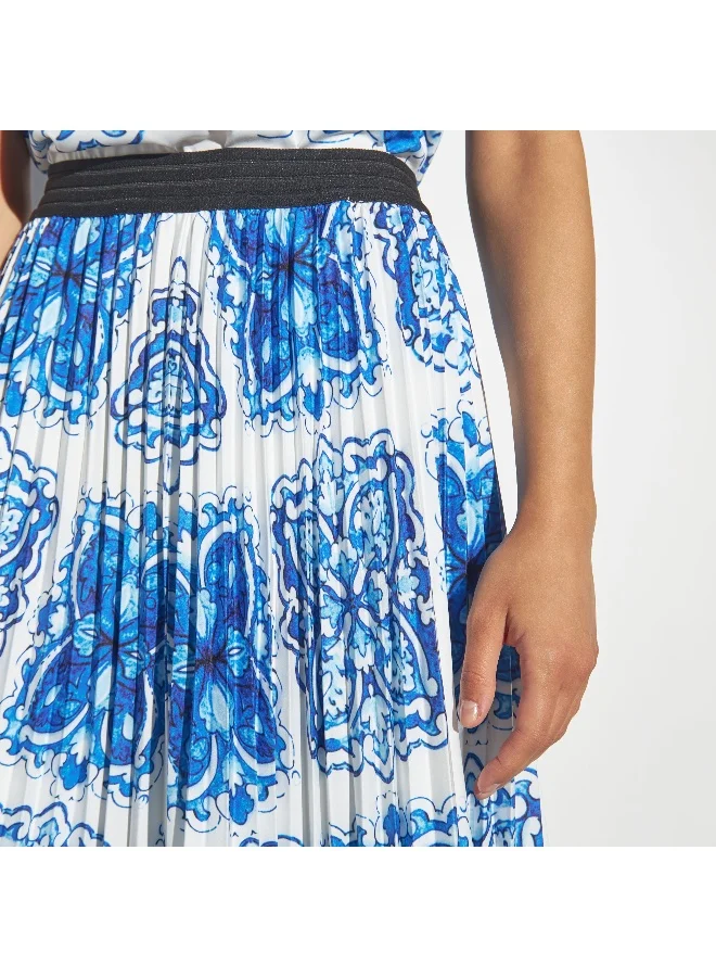 2Xtremz 2Xtremz All-Over Print Skirt with Pleats and Elasticated Waistband