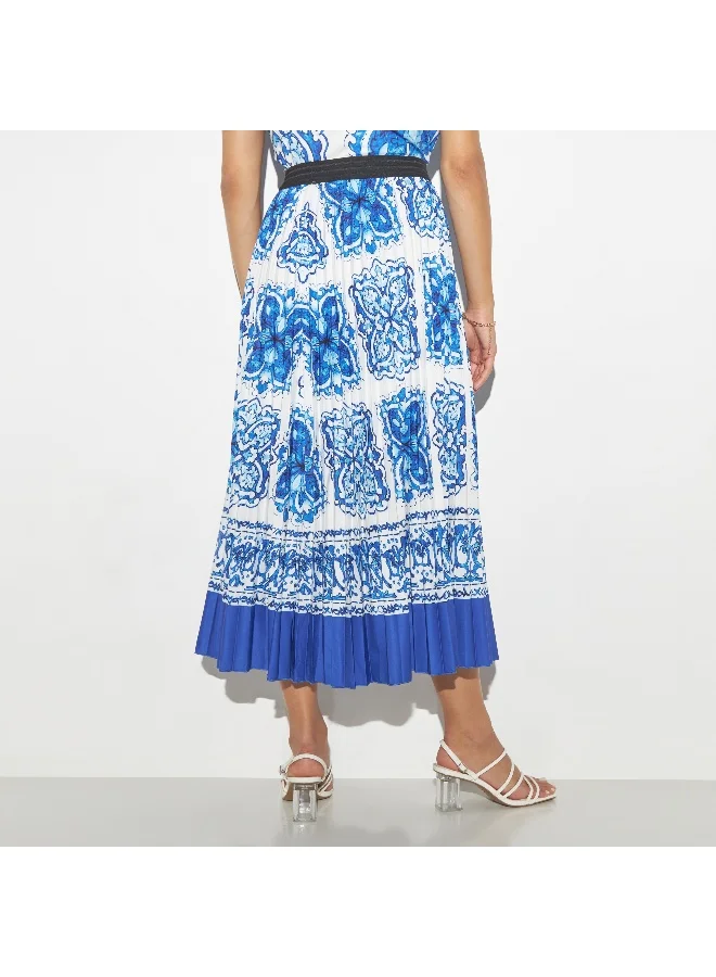 2Xtremz 2Xtremz All-Over Print Skirt with Pleats and Elasticated Waistband