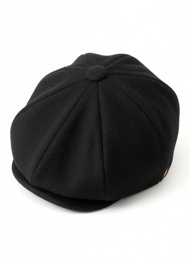 Biddy Murphy Irish Donegal Tweed Cap 100% Wool Flat Cap Traditional 8 Piece with Button Fastening, Black Medium - Image 2