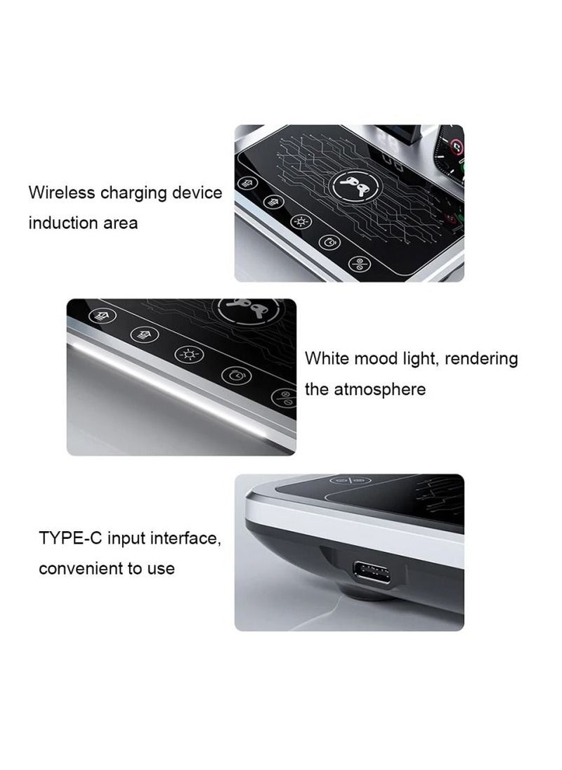 4 in 1 Wireless Charger Folding Portable Charging Station with Time Display White Ambient Light For Airpods Pro 2 iWatch Ultra 9 8 7 6 5 Apple iPhone 15/14/13/12 Max Pro Plus Samsung S23 S22 Ultra