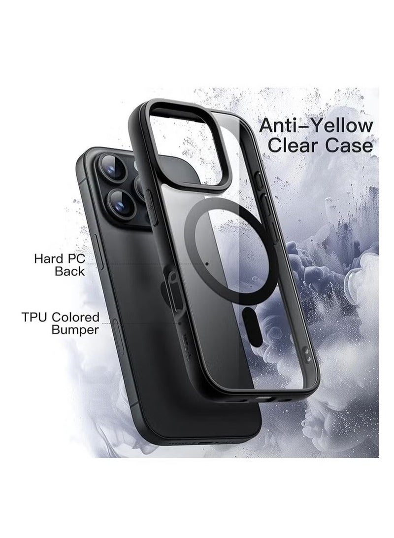 Denx Magnetic Case for iPhone 16 Pro Max [Shockproof & Slim] Clear Hard Back Cover with high-Grade Protection | Black - Image 2