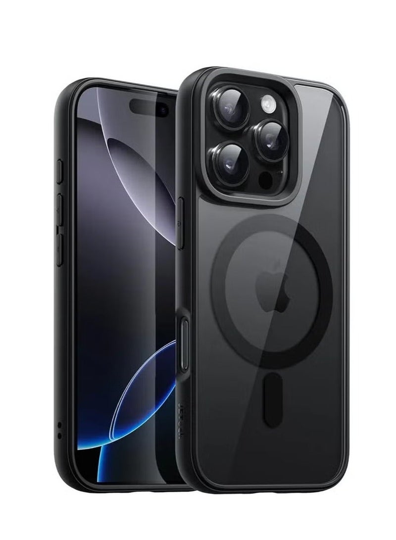 Denx Magnetic Case for iPhone 16 Pro Max [Shockproof & Slim] Clear Hard Back Cover with high-Grade Protection | Black - Image 1