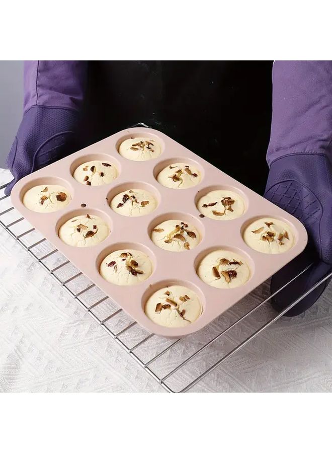 Grey Silicone Muffin Cupcake Baking Pan 12 Cavity Round Cake Mold - Image 4