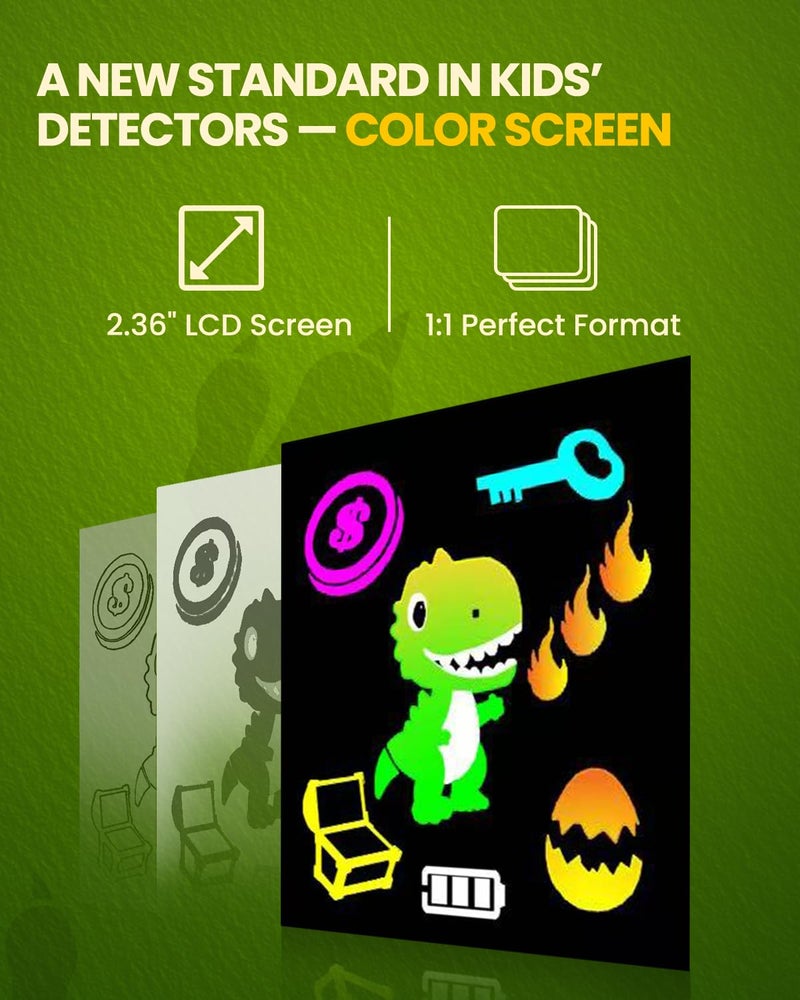 GreenRex Metal Detector for Kids, Intuitive Color LCD Display, 6.7â€ Glowing LED Coil, Kid-Safe Lightweight with Adjustable Handle & 4â€ Precision Deepth, Perfect Educational Gift for Kids Ages 3-12 - Image 2