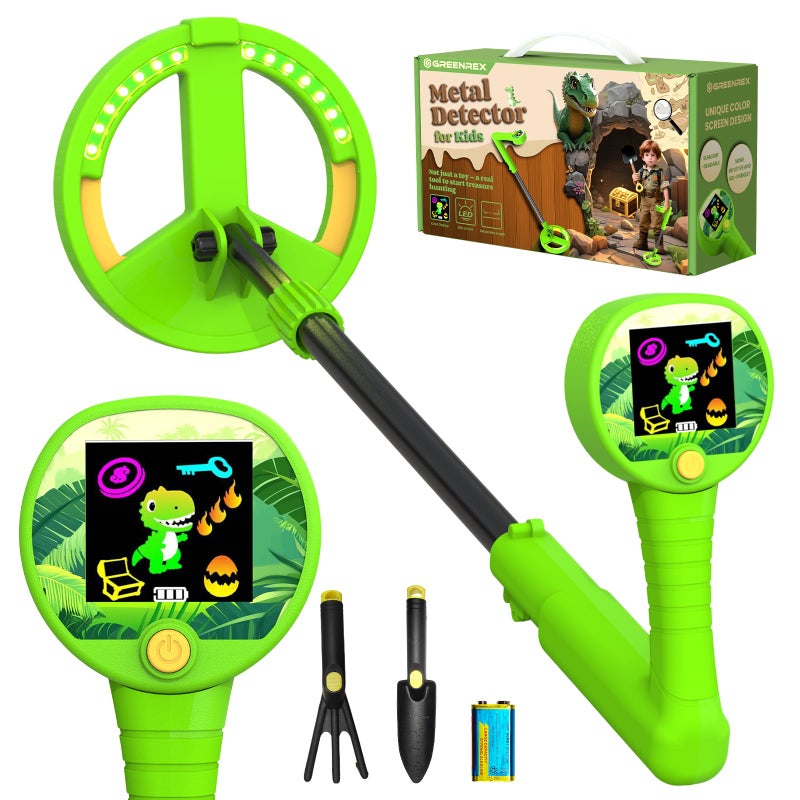 GreenRex Metal Detector for Kids, Intuitive Color LCD Display, 6.7â€ Glowing LED Coil, Kid-Safe Lightweight with Adjustable Handle & 4â€ Precision Deepth, Perfect Educational Gift for Kids Ages 3-12 - Image 1