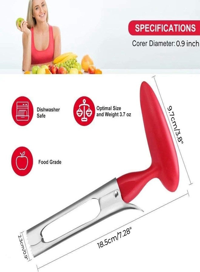 Xfopz أداة Xfopz Kitchen Premium لإزالة لب التفاح - شفرات مسننة فائقة الحدة مصنوعة من الفولاذ المقاوم للصدأ لسهولة إزالة اللب - سهلة الاستخدام والتنظيف، أداة متينة لإزالة لب التفاح المستخدم في الخبز (أحمر) - Image 2