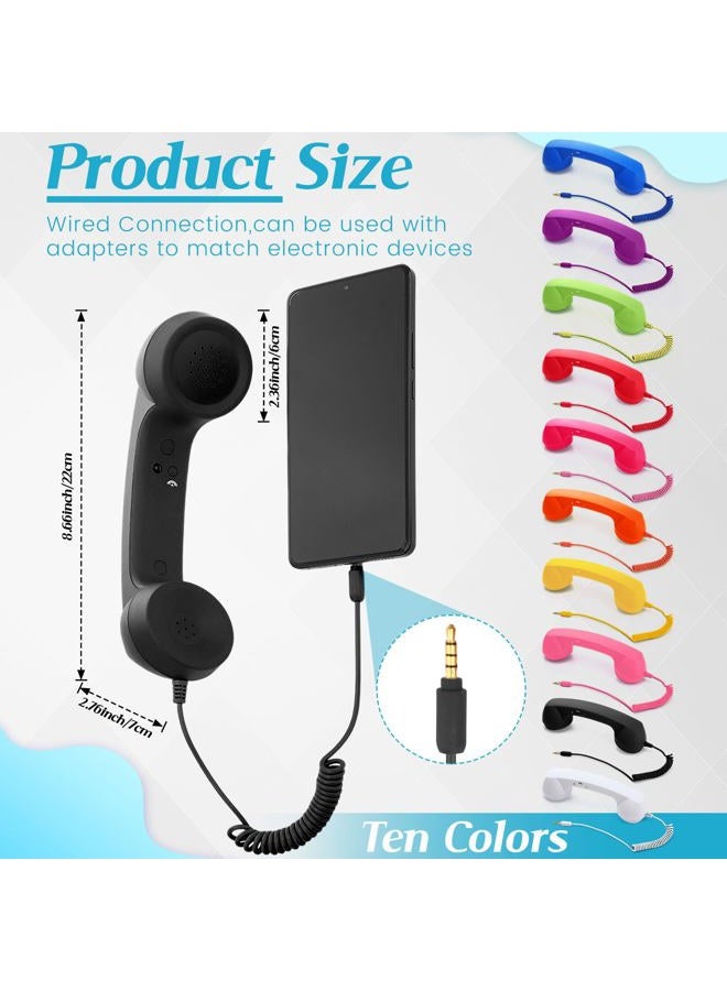 Relaxweex 10 Colors 3.5mm Retro Phone Handset Bulk Vintage Cell Phone Receiver Vintage Old Telephone Handset to Landline Adapter Microphone Speaker Handheld Receiver for Mobile Old School Pad - Image 2