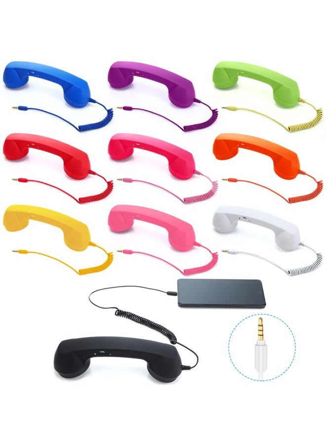 Relaxweex 10 Colors 3.5mm Retro Phone Handset Bulk Vintage Cell Phone Receiver Vintage Old Telephone Handset to Landline Adapter Microphone Speaker Handheld Receiver for Mobile Old School Pad - Image 1