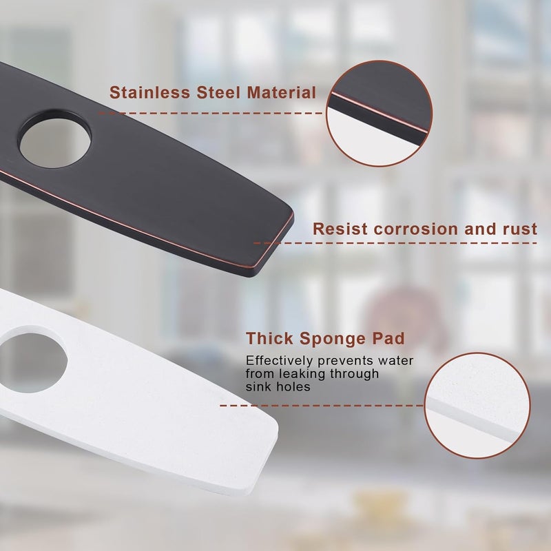 Arcora 10.2 Inch Faucet Plate, Kitchen or Bathroom Faucet Deck Plate for 1 or 3 Hole, Stainless Steel Sink Hole Cover Escutcheon, Oil Rubbed Bronze - Image 4