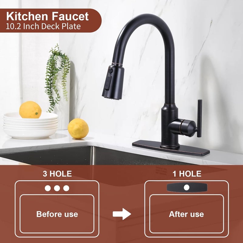 Arcora 10.2 Inch Faucet Plate, Kitchen or Bathroom Faucet Deck Plate for 1 or 3 Hole, Stainless Steel Sink Hole Cover Escutcheon, Oil Rubbed Bronze - Image 3