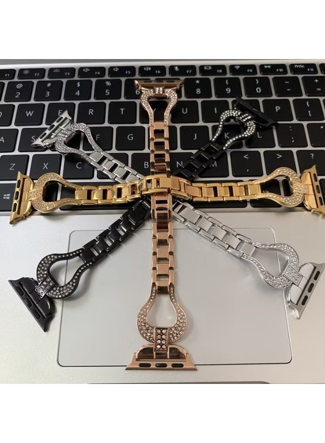 ديفيا سوار ساعة الماسي مقاس 38/40 مم، مظهر أنيق وفخم، قفل بخطاف وحلقة، وسادة ناعمة، صناعة راقية، ملمس مريح، سهل التركيب - ذهبي - Image 2