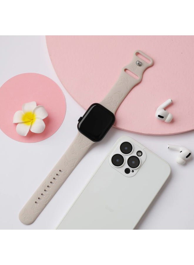 IKANFI Butterfly Engraved Bands Compatible with Apple Watch Band 41mm 40mm 38mm Women, Silicone Sport Strap for iWatch Series SE 10 9 8 7 6 5 4 3 2 1 UltraSL38 - Image 5