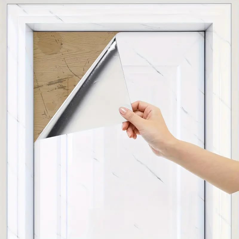 LIVECOOL Wall Paper Self-Adhesive Door Stickers for Renovating Old Doors, Waterproof,Oil Proof,PVC Vinyl DIY Decorative Wallpaper. (Wooden White, 30 x 121 cm) - Image 2