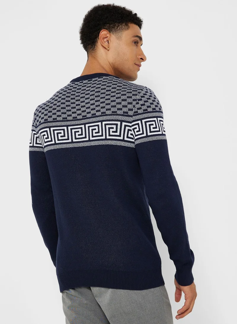 Seventy Five Jacquard Crew Neck Sweater