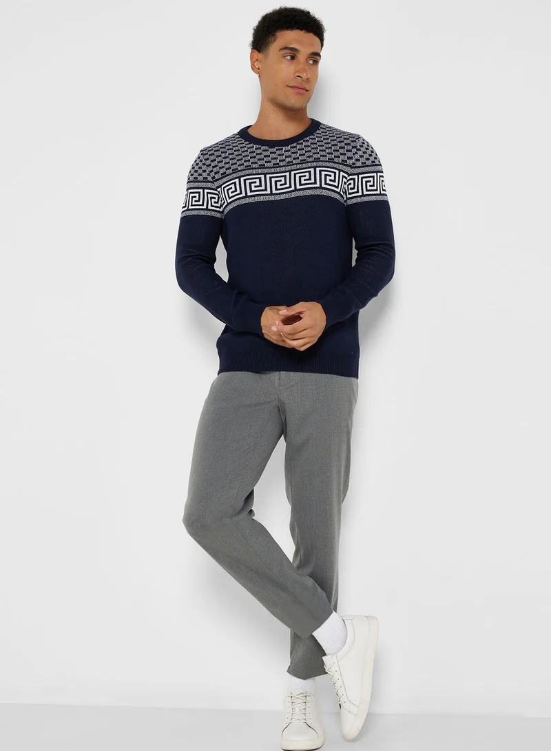 Seventy Five Jacquard Crew Neck Sweater