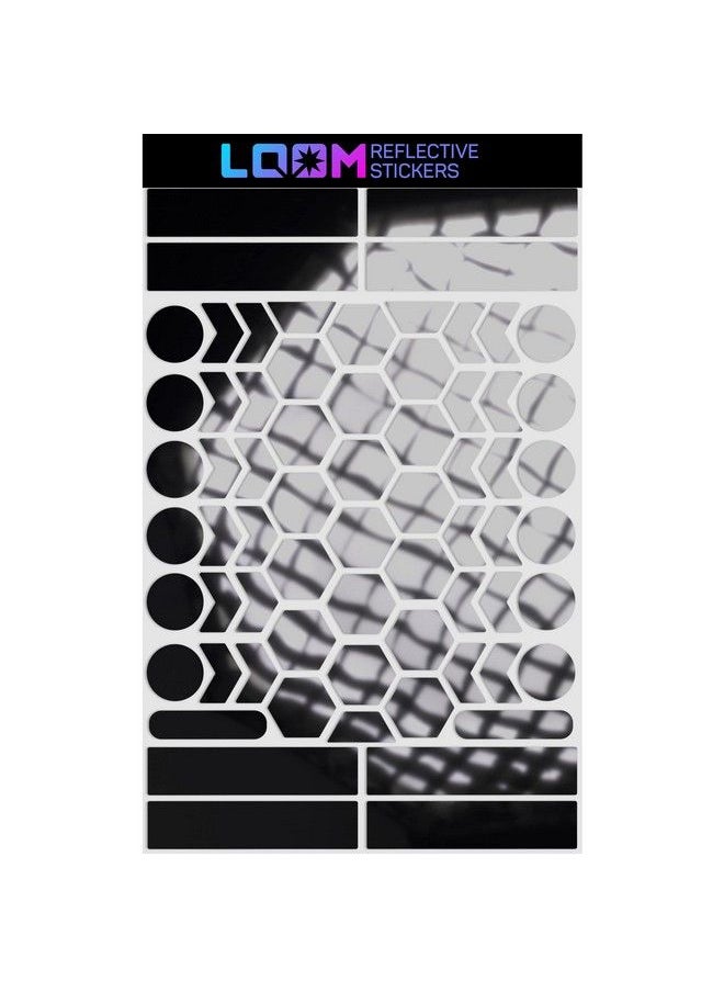 Loom - Reflective Stickers Kit (67Pcs Blackv2); Selfadhesive Bike Decals For Nighttime Safety ; Reflective Sticker For Helmet Motorcycle Bicycle Car & Stroller ; Waterproof Visibility Stickers - Image 1