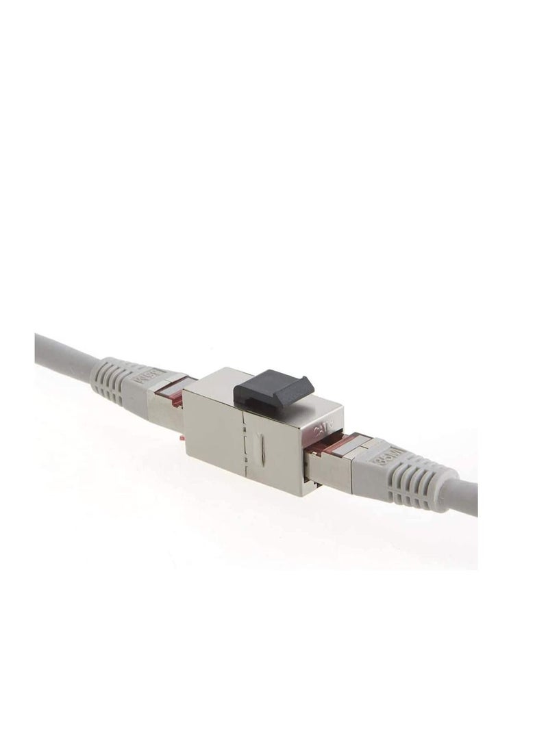 DKURVE - Ethernet CAT6 Keystone Coupler FTP Shielded RJ45 Network Cable Female to Female Insert Inline Jack Silver 5PCS - Image 1