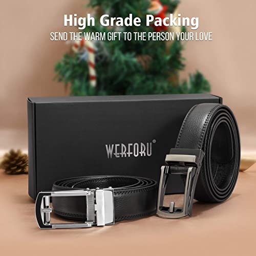 WERFORU Men's Ratchet Belts, 2 Pack Leather Belts for Men Dress and Casual with Automatic Buckle - Image 5