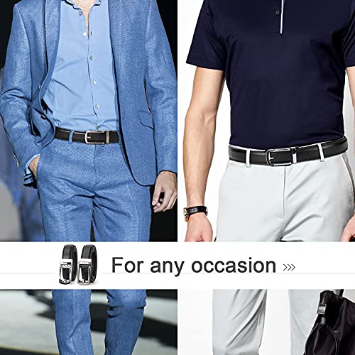 WERFORU Men's Ratchet Belts, 2 Pack Leather Belts for Men Dress and Casual with Automatic Buckle - Image 2