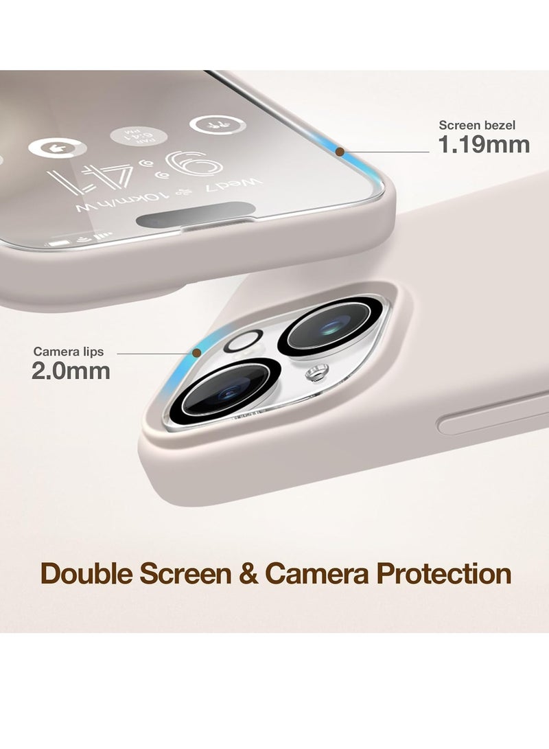 "ELTRAZONE 5-in-1 Magnetic Case for iPhone 15 – Slim Full Body Skin-Like Silicone Cover (6.1") in Stone, Compatible with MagSafe, Includes 2X Screen Protectors and Camera Lens Protectors" - Image 4