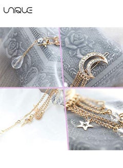 Unique Hairpins - Crescent Moon Star Crystal Pendant Hairpins - Tassel Rhinestone Hairpins - Fashionable and Simple - Gold  - Image 5