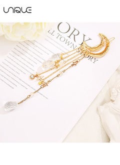 Unique Hairpins - Crescent Moon Star Crystal Pendant Hairpins - Tassel Rhinestone Hairpins - Fashionable and Simple - Gold  - Image 4