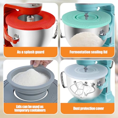PQPO Silicone Mixer Bowl Cover Compatible with KitchenAid 6-7 Quart Bowl-Lift Stand Mixers, Mixing Bowl Lid Dustproof and Splash-Proof(Red) - Image 4