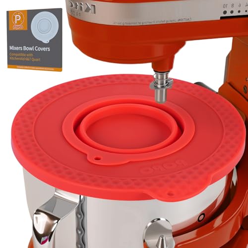 PQPO Silicone Mixer Bowl Cover Compatible with KitchenAid 6-7 Quart Bowl-Lift Stand Mixers, Mixing Bowl Lid Dustproof and Splash-Proof(Red) - Image 1