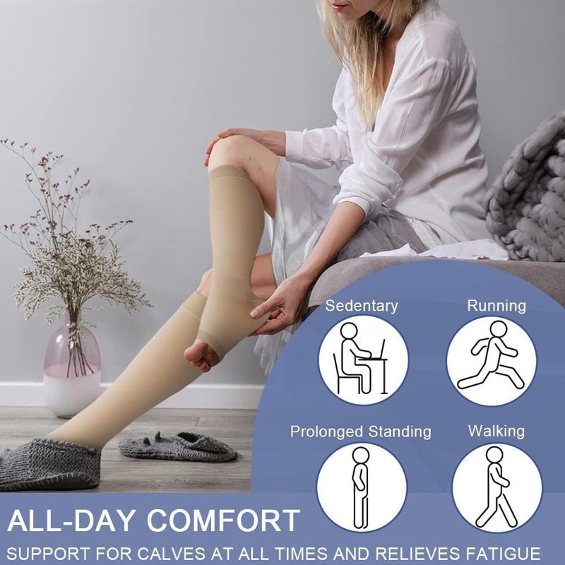 Rexez "Medical Compression Stockings Knee Length | Class 2 (II) Compression Socks for Varicose Veins Relief & Leg Support | Unisex Stockings for Men & Women" - Image 4