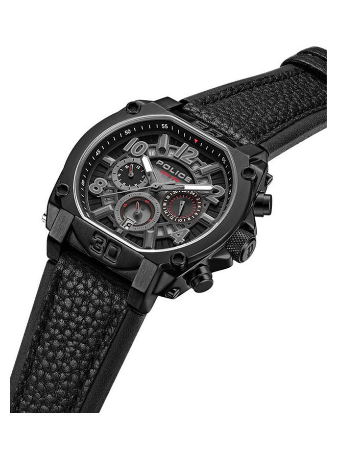 POLICE Men Chronograph Round Shape Leather Wrist Watch PEWJF0021903 - 45 Mm - Image 2