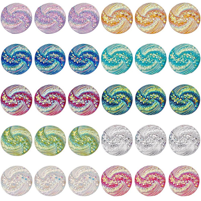 SUNNYCLUE 1 Box 150PCS 12mm Round Flat Back Cabochons Resin Dome Cabochons Faux Druzy Cameo Shinny Scrapbooks Embellishment Cabochon Bulk for Bezel Trays Jewelry Making Bracelet Necklace Craft DIY - Image 3