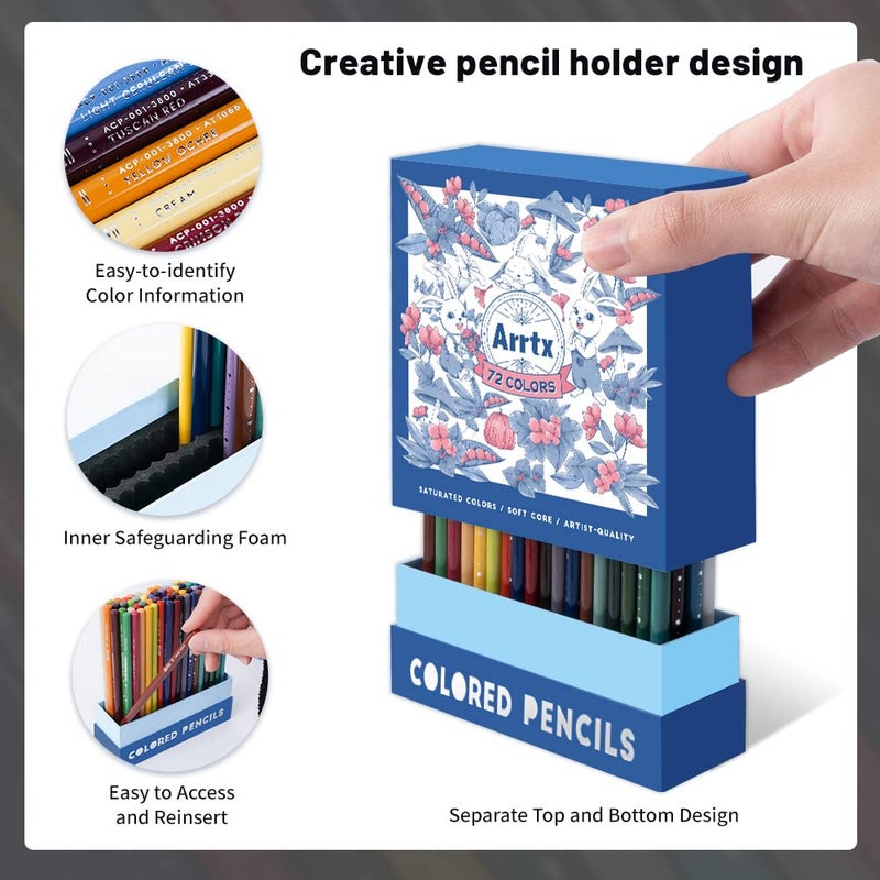 Arrtx 72 Colored Pencils for Adult Coloring Drawing Blending Shading Sketching Painting, Soft Core Coloring Pencils Art Craft Supplies, Premium Color Pencils Set for Artists Adults Beginners - Image 5