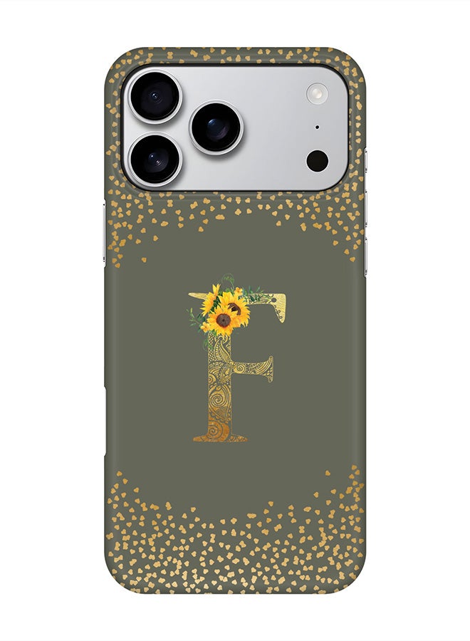 Stylizedd For iPhone 17 Pro Max,Case, [Compatible with MagSafe] Magnetic cover Slim fit Protection Matte, - Custom Floral Monogram - F  (Olive Green )