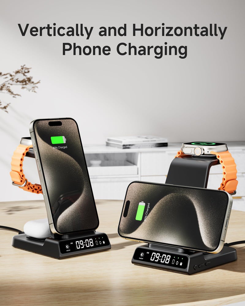Phelinta Wireless Charger for iPhone 17, 3 in 1 Charging Station for Apple Watch Watch 11/10/9/8/7/6/5, Ultra 3/SE 3, for iPhone 17/16/15/14/13/12/11/X Series, for Air Pods Pro 3/4/Pro 2 (No Adapter) - Image 5