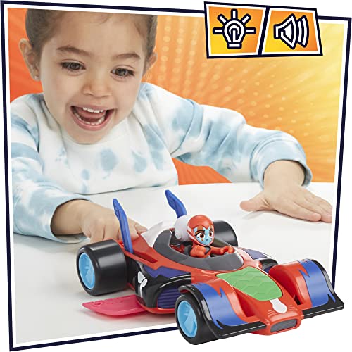 PJMASKS سيارة فلاش كروزر من PJ Masks بقوة الحيوانات، سيارة لعبة متحولة مع أضواء وأصوات وشخصية حركة، ألعاب الأبطال الخارقين، ألعاب رياض الأطفال للأطفال من عمر 3 سنوات وما فوق - Image 3