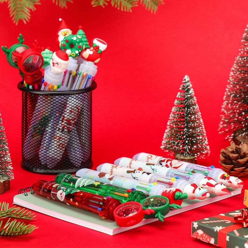 Woanger Woanger 24 Pcs Christmas Ballpoint Pens Bulk 10 in 1 Mechanical Pencils Operation Christmas Classroom Gifts 05mm Snowman Santa Tree Retractable Ink Writing Pens for Party Favors Office Supplies  - Image 4