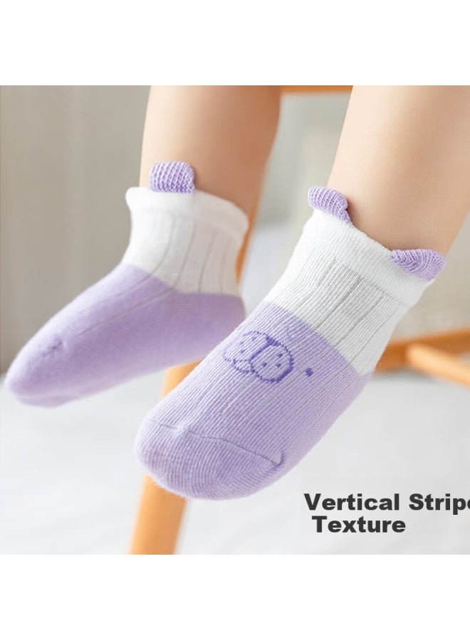 Lovebox Aibaoshi Baby Socks Spring Autumn Winter Newborn Mid-calf Socks Infant Cotton Socks Children's Socks Blue Bear Pattern 3 Pairs Size S B1546 - Image 4