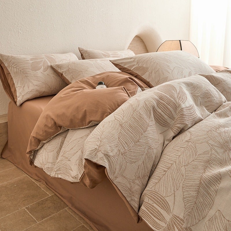 100% Cotton Three-Layer Yarn-Dyed Bedding Set - Luxurious Retro Style