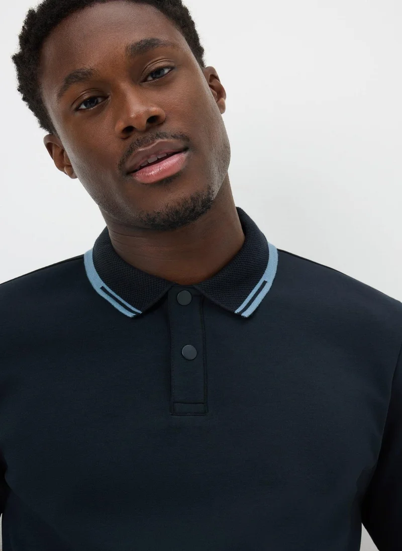 Matalan Navy Tipped Polo Shirt