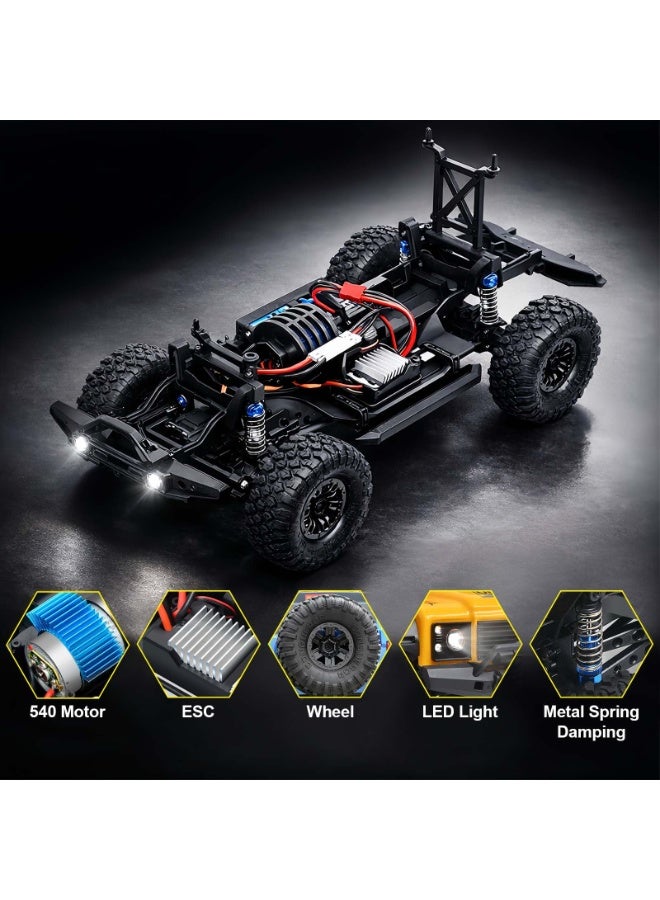 MYTOYS MY TOYS 1/10 Scale RC Crawler 4WD Remote Control Offroad Truck - Hobby Grade Rock Crawler with ABS Hard Shell, 540 High-Power Motor, LED Lights, and 7.4V Rechargeable Battery - 15 km/h Top Speed - Image 2