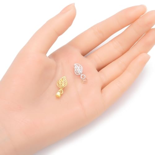 Adabele 2pcs Adabele Authentic 925 Sterling Silver Leaf-Shaped Pendant Clasp Pinch Bail 17mm Clip Connector Hypoallergenic for DIY Craft Jewelry Making SS125-1 - Image 2