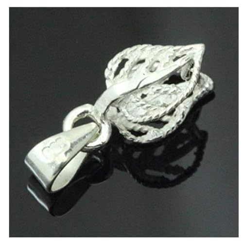 Adabele 2pcs Adabele Authentic 925 Sterling Silver Leaf-Shaped Pendant Clasp Pinch Bail 17mm Clip Connector Hypoallergenic for DIY Craft Jewelry Making SS125-1 - Image 3