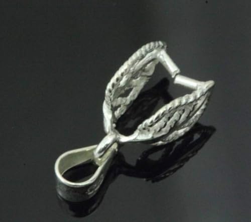Adabele 2pcs Adabele Authentic 925 Sterling Silver Leaf-Shaped Pendant Clasp Pinch Bail 17mm Clip Connector Hypoallergenic for DIY Craft Jewelry Making SS125-1 - Image 4