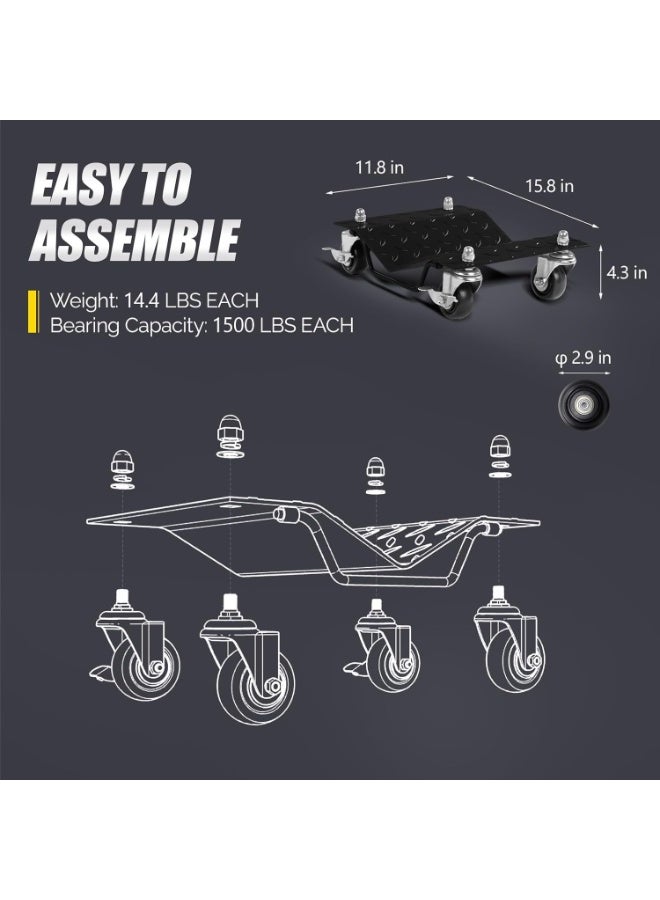 قطعتان من عربة العجلات، عربة نقل سيارات بوزن 3000 رطل، مجموعة أوتاد إطارات سيارات، عربة عجلات سيارات شديدة التحمل لنقل السيارات والشاحنات والمقطورات والدراجات النارية والقوارب - Image 2