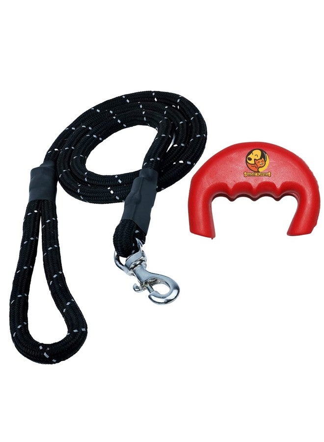 Dog Training Walking Reflected Leash Rope And Hand Gripper Combo - (Rubber Band Leash, 15Mm + Hand Gripper) Dog Cord Leash For Small To Medium Sized Dogs With Strong Hook Size (Color May Vary) - Image 1