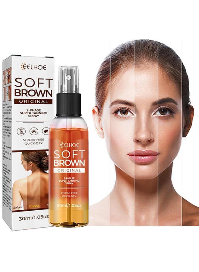 EELHOE 2-Phase Super Tanning Spray - Soft Brown Self-Tanning Spray, Intensive Tanning Spray, Tanning Accelerator Spray, Suitable for Sun Loungers and Outdoor Sun - Image 1