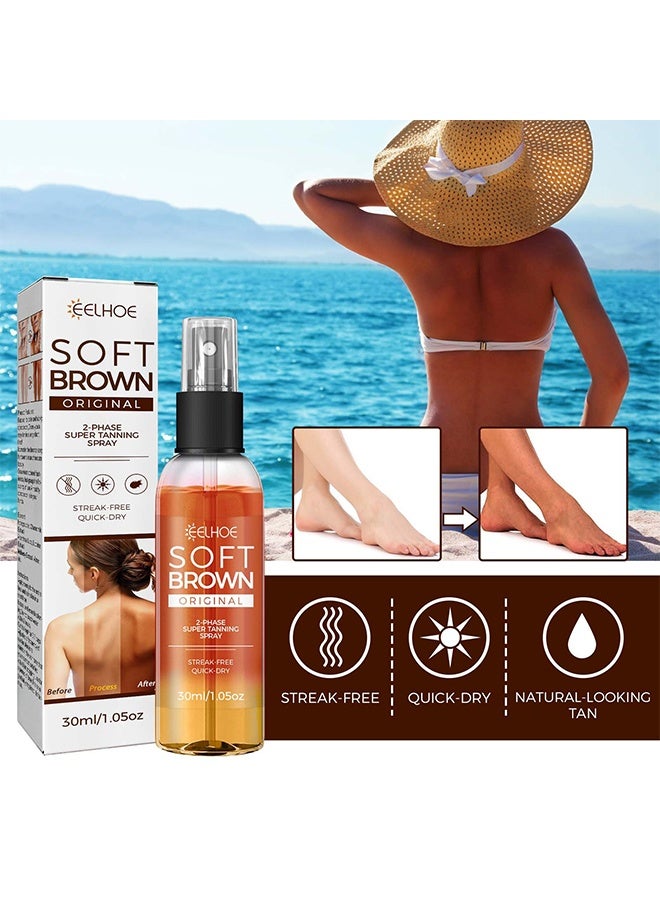 EELHOE 2-Phase Super Tanning Spray - Soft Brown Self-Tanning Spray, Intensive Tanning Spray, Tanning Accelerator Spray, Suitable for Sun Loungers and Outdoor Sun - Image 3