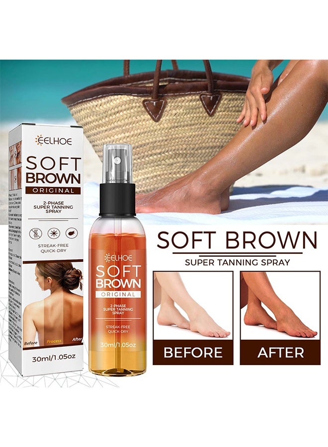 EELHOE 2-Phase Super Tanning Spray - Soft Brown Self-Tanning Spray, Intensive Tanning Spray, Tanning Accelerator Spray, Suitable for Sun Loungers and Outdoor Sun - Image 4