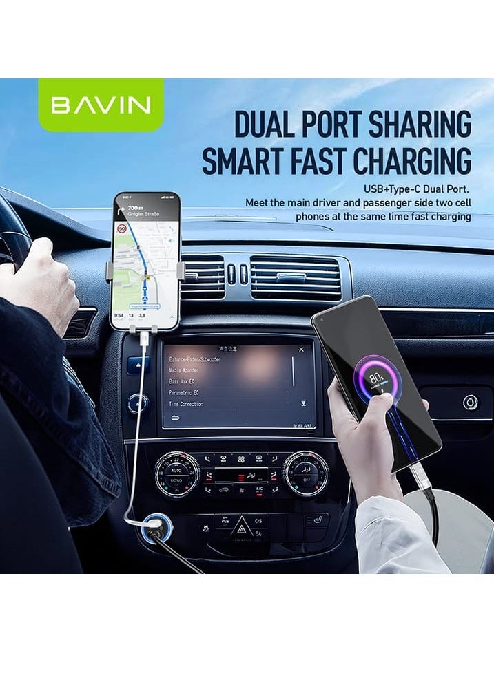 Bavin PC888 Car Charger With 18W USB Port And 20W Type-C Port Supports Fast Charging - Image 5